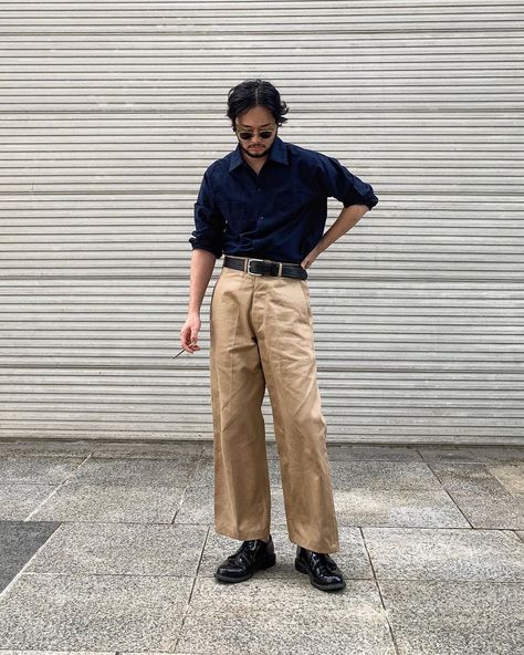 Japanese Americana, Dressing Style, Vintage Outfit, Fashion People, Cool Shirts, Leather Shoes, Khaki Pants, Vintage Outfits, Outfit Ideas