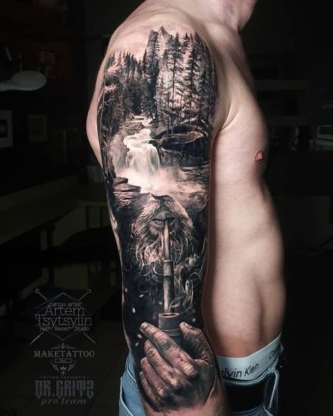 A Tattoo, Half Sleeve, Trees, Forest, Tattoos