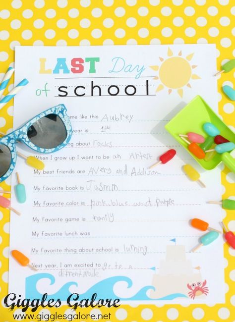 End of School Interview Printable - Giggles Galore School Interview, The Last Day Of School, School Printables, Preschool Graduation, Kindergarten Graduation, End Of School Year, School Memories, End Of School, School Time