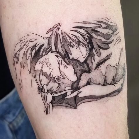 Howl Tattoo Castle, A Heart Is A Heavy Burden Howl Tattoo, Howl And Sophie Tattoo, Howl Castle, Howls Moving Castle Tattoo, Howl's Moving Castle Tattoo, Studio Ghibli Tattoo, Castle Tattoo, Ghibli Tattoo