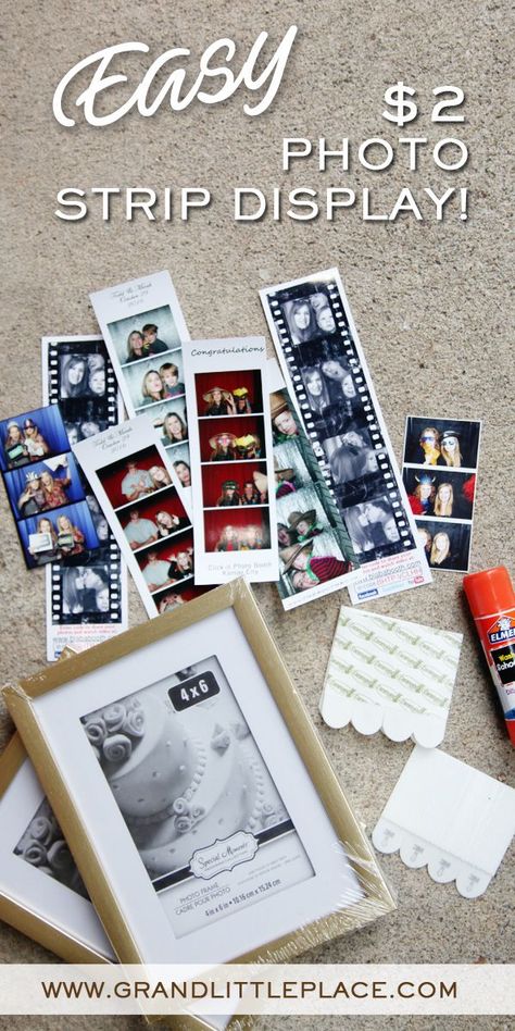 How to display photo strips from a photo booth How To Display Photo Booth Pictures, What To Do With Photo Booth Pictures, Photo Strip Display Ideas, Photo Strip Display, Photostrip Ideas, Photo Booth Picture Frames, Birdhouses Ideas, Buzzfeed Unsolved, Ranch House Decor