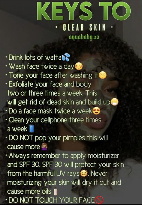 Tip For Clear Skin, Habits For Clear Skin, Key To Clear Skin, How To Get Clear Skin Black Women, Acne Chart, Glow Up Black Girls Tips, Black Girls Clear Skin Tips, Shaving Tips, Good Skin Tips