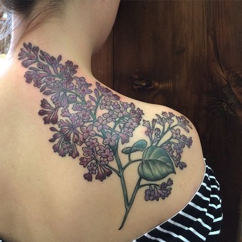 lilac for steph Lilac Flower Tattoo, Flower Tattoo Meaning, Lilac Tattoo, Flower Tattoo Meanings, M Tattoos, Tattoo Shoulder, Mark Tattoo, Flower Tattoo Sleeve, Botanical Tattoo