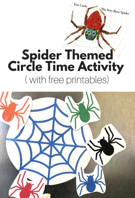 Spider themed circle time activity for preschool with free printables and step by step instructions. Use any great spider picture book for this lesson. Circle Time Printables, Spiders Preschool, Circle Time Activity, Circle Time Games, The Very Busy Spider, Spider Activities, Spider Theme, Bugs Preschool, Activity For Preschool