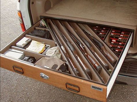 Suv Lockable Gun Vault   by www.TruckVault.com Hunting Storage, Truck Bed Drawers, Hunting Truck, Truck Bed Storage, Diy Beginner, Van Storage, Truck Storage, Green Woodworking, Shop Truck