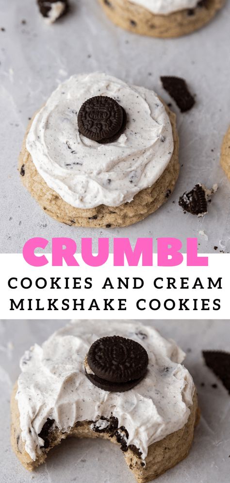 Crumbl Cookie Copycat Oreo Milkshake, Crumbl Oreo Milkshake Cookie, Oreo Milkshake Crumbl Cookies, Crumble Oreo Milkshake Cookies, Crumble Copycat Recipe, Crumbl Cookie Copycat Cookies And Cream, Cookies And Cream Crumble Cookie Recipe, Crumble Cookie Copycat Recipe Cookies And Cream, Crumbl Cookie Copycats