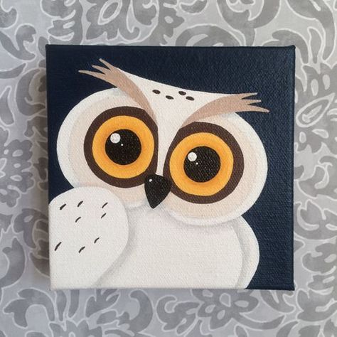 Harry Potter Hedwig Original Painting Owl 5 by HereComesTheNerd ... Harry Potter Painting Canvases, Harry Potter Canvas Painting, Harry Potter Painting, Harry Potter Owl, Harry Potter Hedwig, Anniversaire Harry Potter, Theme Harry Potter, Painting Canvases, Kids Canvas