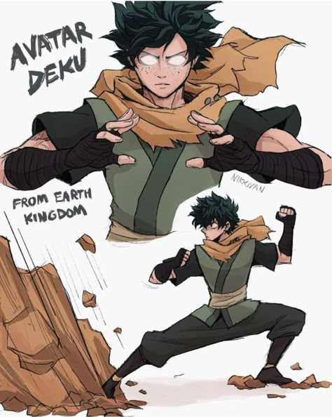 Deku Midoriya, Bakugou Manga, Avatar Funny, The Last Avatar, Avatar The Last Airbender Art, Avatar Characters, Midoriya Izuku, Boku No Hero Academia Funny, Cartoon Crossovers