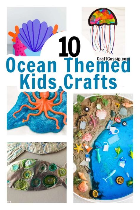 10 Ocean Themed Kids Crafts Sea Crafts For Kids, Ocean Themed Crafts, Under The Sea Activities, Under The Sea Crafts, Sea Activities, Ocean Kids, Sea Crafts, Vbs Crafts, Fish Crafts