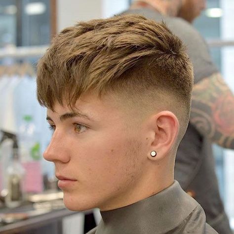 Long Fringe Burst Fade White Guy Haircuts, Boys Haircuts Long Hair, White Boy Haircuts, Boys Fade Haircut, Tan Skin Blonde Hair, Low Fade Haircut, Men Haircut Styles, Mens Haircuts Fade