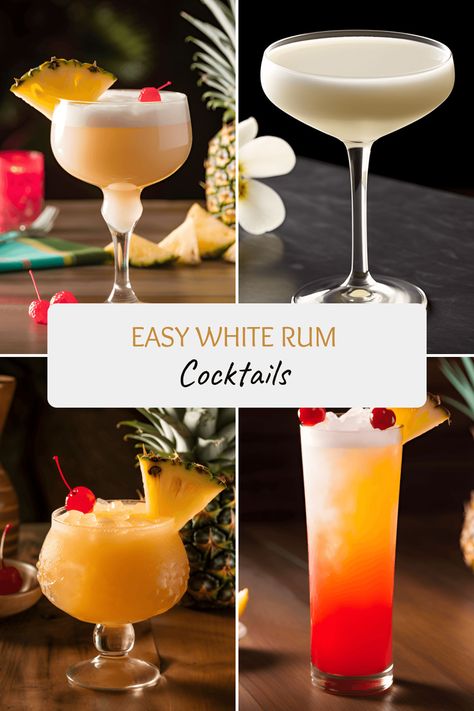 Discover a variety of tropical white rum cocktails including Daiquiri, Long Island Iced Tea, Yellow Bird, and more in minutes! Bacardi White Rum Cocktails, Tropical Rum Cocktails, White Rum Cocktails Recipes, Cocktails With White Rum, Summer Liquor Drinks, Vanilla Rum Drinks Recipes, White Rum Drinks, White Rum Cocktails, Coconut Cooler