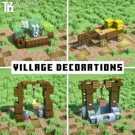 Minecraft Village Transformation Ideas, Minecraft Spruce Village Transformation, Redone Minecraft Village, Village Bell Minecraft, Minecraft Upgraded Village, Minecraft Village Details, Upgrade Minecraft Village, Upgraded Village Minecraft, Village Decorations Minecraft