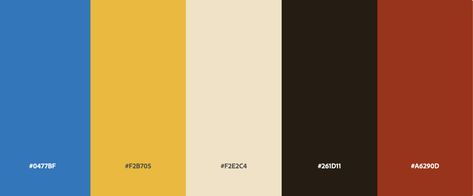 #0477BF #F2B705 #F2E2C4 #261D11 #A6290D Bauhaus Color Pallete, Bauhaus Palette, Bauhaus Color Palette, Bauhaus Colors, Space Interiors, Lighting Design Interior, History Design, Color Pallets, Lighting Design