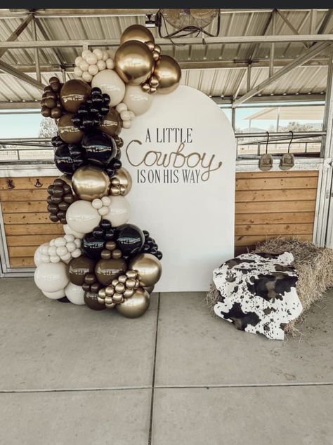 Horse Theme Balloon Garland, Paniolo Theme Party, Cowboy Theme Balloon Garland, Country Balloon Arch, Western Balloon Backdrop, Western Theme Party Games, Western Party Aesthetic, Cowboy Balloon Arch, Western Balloon Garland