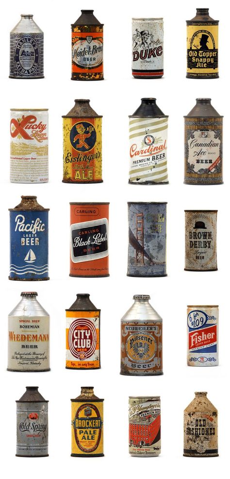 Vintage beer cans Craft Beer Logo, Beer Can Collection, Can Collection, Old Beer Cans, Vintage Beer Labels, Lata Vintage, All Beer, Beer Company, Beer Brands