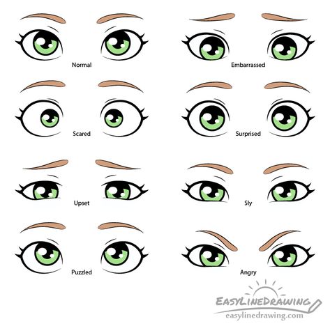 How to Draw Eye Expressions Step by Step - EasyLineDrawing How To Draw Cute Eyes Step By Step, Draw Cartoon Eyes, How To Sketch Eyes Cartoon, Step By Step Drawing Eyes, Eyes Cartoon Drawing, Different Ways To Draw Eyes Cartoon, How To Draw Doe Eye, Cartoon Eye Styles, Cartoon Eye Expressions