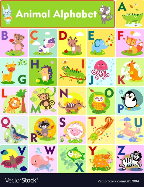 Abc Animal Letters, Abc Chart Printable Free, Printable Abc Letters, Animal Alphabet Letters, Alphabet Animals, Animal Letters, Abc Letters, Alphabet Clipart, Letter Vector