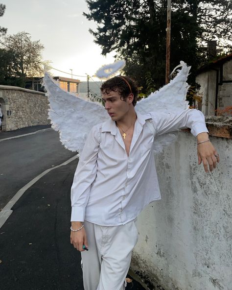 Mens Cupid Halloween Costume, Cupid Men Costume, Angel Man Costume, Male Angel Halloween Costume, Angel Costume Aesthetic Men, Men�’s Angel Costume, Male Cupid Costume, Guy Angel Costume, Angel Male Costume