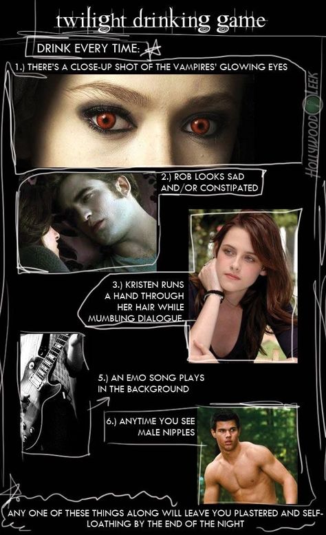 Wedding Drinking Games, Tv Show Drinking Games, Twilight Birthday, Movie Drinking Games, 22 Bday, Emo Song, Drunk Games, Twilight Party, Alcohol Games