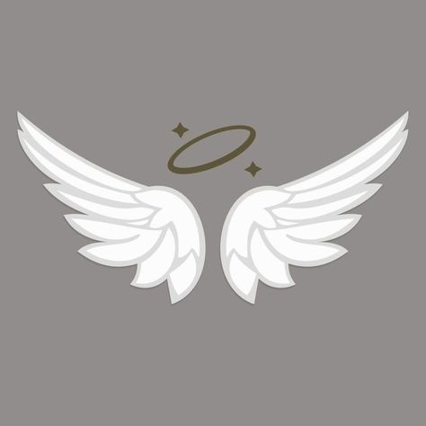 Angel Wings Shape, Angel Wing Illustration, Halo Drawings Angel, Halo Drawing, Cute Angel Wings, Wings Illustration, Heart Shapes Template, Halo Drawings, Angel Icon