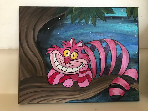 Cheshire Cat Painting, Tulgey Woods, Alice Falling, Cheshire Cat Art, Alice In Wonderland Paintings, Cat Alice In Wonderland, Cheshire Cat Alice In Wonderland, Alice In Wonderland Disney, Disney Paintings