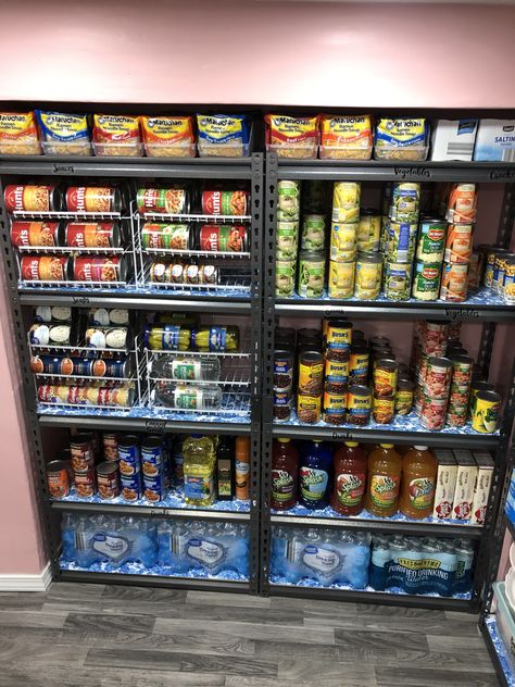 My basement pantry storage room Prepper Room Ideas, Cold Storage Room Ideas Basements, Basement Pantry Ideas, Basement Pantry Ideas Food Storage, Large Food Storage Room, Underground Cellar Food Storage, Basement Cold Room Food Storage, Prepper Storage, Basement Storage Room