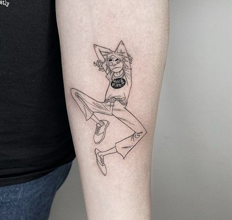 Gorillaz 2d Tattoo, Gorillaz Tattoos, Gorillaz Tattoo Ideas, 2d Tattoo, Gorillaz 2 D, 2d Gorillaz, Father Tattoos, Belly Tattoos, Tatoo Inspiration