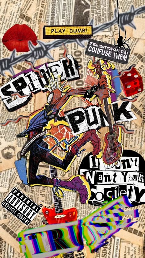 I'll never get over this movie. #hobiebrown #British #spiderpunk #spider #spiderman #intothespiderverse #hobie #messy #scrapbook #newspaper Messy Scrapbook, Spiderman Intothespiderverse, Punk Font, Comic Aesthetic, Friend Vibes, Spider Spiderman, Zine Ideas, Bullet Journal Design Ideas, Journal Design