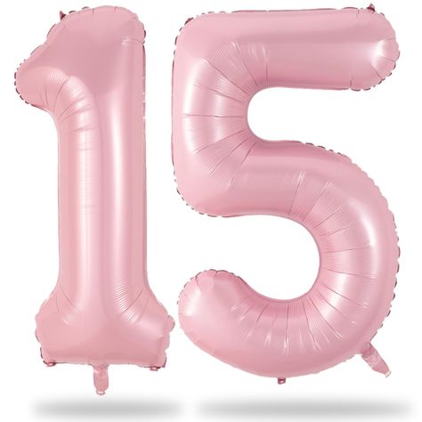 PRICES MAY VARY. 💓 Pastel Pink Number 15 Balloon: Our package included 40 inch number 1 & 5 balloon and 1pcs straw. Simply inflate the balloon using the straw, and you're ready to party! Light pink number foil balloons are the best for girls birthday party decoration. 💓 High Quality & Durabe: Light pink number balloon 15 made of high quality aluminum foil, which is sturdy, durabe and non-toxic, not easy to leak, bright colors. Enough big to worked out great for indoor or outdoor photoshoots, i 15 Birthday Balloons, Light Pink Birthday Party, 15 Balloons, Light Pink Birthday, 15 Number, Birthday 25, Foil Number Balloons, Light Navy Blue, Girls Birthday Party Decorations