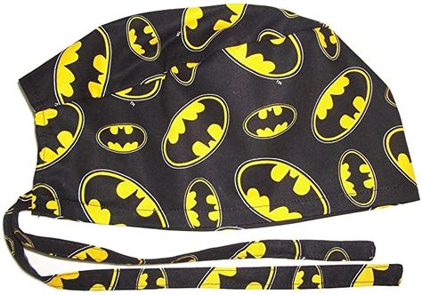 Batman Symbols, Do Rag, Nurse Cap, Cotton Jewelry, Batman Symbol, Black Cotton Fabric, Skull Clothing, Surgical Scrub Hats, Nursing Cap