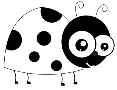 ladybug-bw-finished Ladybug Black And White, Cartoon Ladybug, Easy Step By Step Drawing, Draw Step By Step, Happy Painting, How To Draw Steps, Draw Cartoon, Happy Paintings, Step Drawing