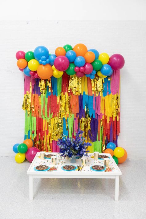 Streamer Wall, Fringe Wall, Fringe Decor, Streamer Backdrop, Colorful Birthday Party, Backdrop Wall, Chic Bridal Showers, Fringe Backdrops, Fiesta Theme