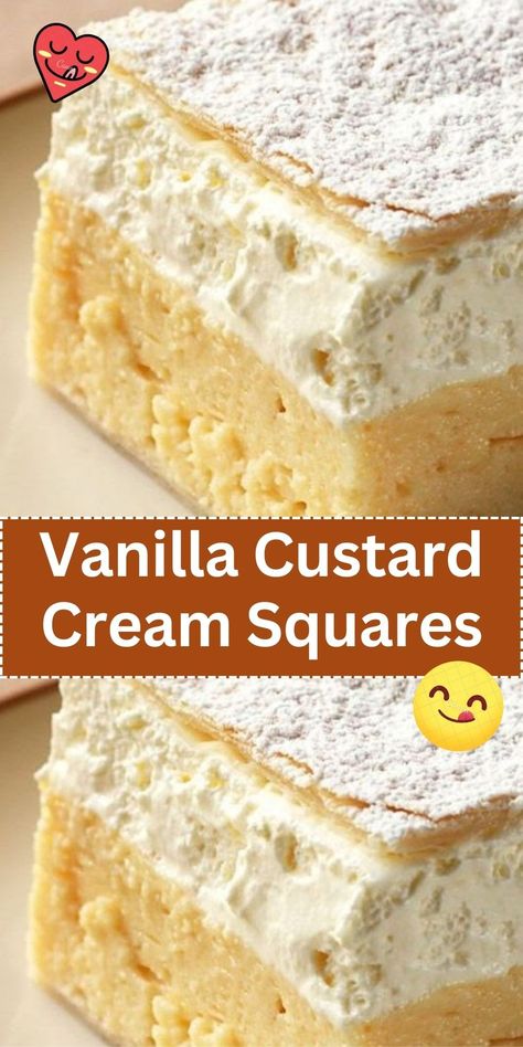 Step into a world of flaky delight and creamy indulgence Cream Cheese Custard Filling, Ministers Delight Recipe, Dessert Recipes From Around The World, Ministers Delight, Light Dessert Ideas, Evaporated Milk Recipes Dessert, Light Desserts Easy, Custard Cream Squares, Easy Italian Desserts