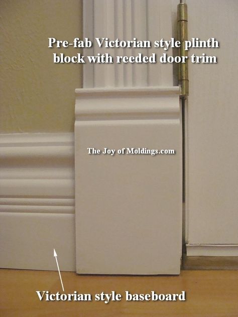 Victorian Plinth Blocks | I wonder if we added this at the bottom of the door trim if it would be easier to mix white with stained trim. Victorian Skirting, Plinth Block Door Trim, Kitchen Skirting, Door Framing, Victoria Style, Stained Trim, Plinth Blocks, Baseboard Trim, Victorian Floor