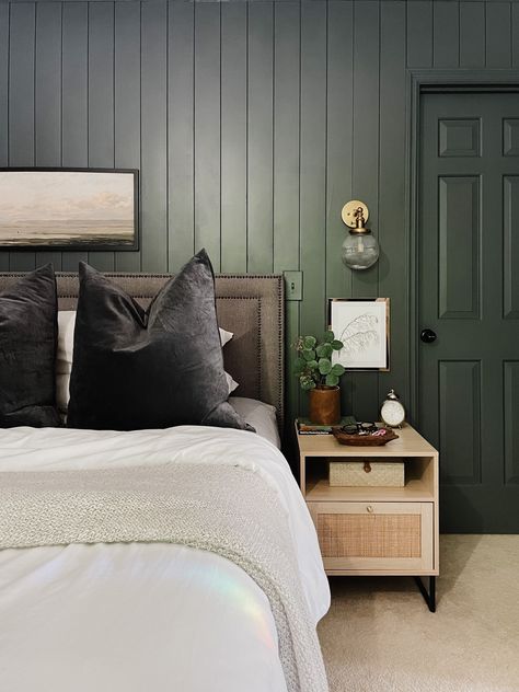 Shop Pathson Industrial Wall Sconce … and other curated products on LTK, the easiest way to shop everything from your favorite creators. Vertical Shiplap Bedroom, Shiplap Bedroom, Vertical Shiplap, Modern Country Kitchens, Dark Green Walls, Painted Side Tables, Wild Olive, Cosy Bedroom, Bedroom Setup