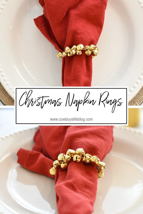 How to make DIY Christmas Napkin Rings #Christmascraft #napkinring #diynapkinrings Bell Napkin Rings Diy, Napkin Ring Diy Christmas, Napkin Holder Ideas Diy Table Settings, Christmas Napkin Rings Diy How To Make, Beaded Napkin Rings Diy How To Make, How To Use Napkin Rings, Diy Chargers Plates Ideas Christmas, Xmas Napkin Rings, Diy Holiday Napkin Rings