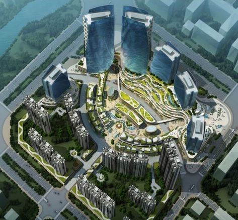 Butterfly Towers | CITISPIRE | Archinect Sci Fi City, Urban Landscape Design, City Layout, Mixed Use Development, Retail Park, Mix Use Building, Hospital Design, Office Buildings, Chicago Architecture