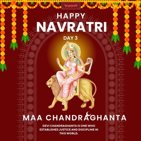 Maa Chandraghanta Day3 Navratri, Mata Chandraghanta, Maa Chandraghanta, Parvati Maa, Mata Parvati, Mata Rani, Happy Navratri, Health And Happiness, Png Text