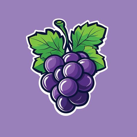 Grape Cartoon, Grapes Illustration, Grape Illustration, Illustration Fruit, Purple Cartoon, Leather Ideas, Green Grapes, Simple Illustration, Fruit Design