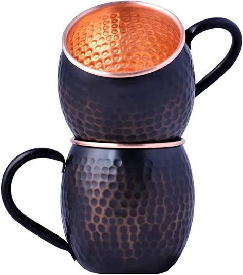 AmazonSmile: Staglife 16 Oz Rustic Black Moscow Mule Copper Mugs, Genuine Copper Cups for Moscow Mules Real Copper Mugs & Cups, 100% Pure Handcrafted Solid Copper Mug Cup Hammered Finish Gift Set of 2 Large size : Home & Kitchen Copper Mule Mugs, Moscow Mules, Copper Moscow Mule Mugs, Copper Cups, Drink Bar, Copper Mugs, Drink Gift, Mugs For Men, Moscow Mule