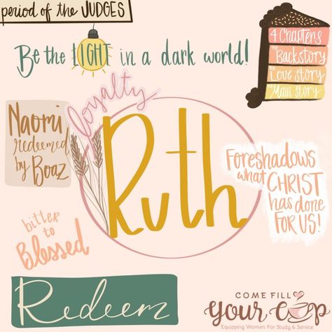 Ruth Bible Verse, Ruth Bible Study, Good Chocolate Cake, Bible Marking, Ruth Bible, The Book Of Ruth, Bible Stickers, Book Of Ruth, Illustrated Bible