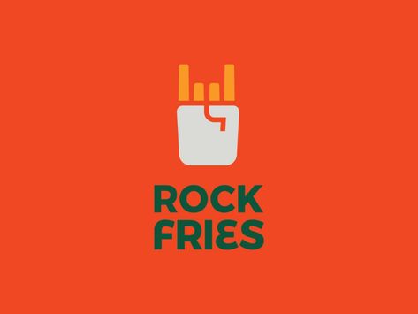 Rock Fries 🤘🍟 by Ahmed creatives on Dribbble Fries Logo, Street Food Design, Branding Images, Banner Design Inspiration, Food Logo Design, Food Branding, Drinks Logo, Food Logo, Cafe Logo