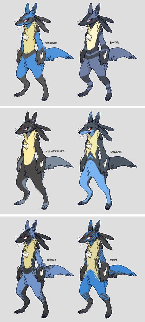 Lucario Variations by https://www.deviantart.com/corycatte on @DeviantArt Pokémon Fusions, Pokemon Variations, Real Pokemon, Pokemon Champions, Pokemon Breeds, Curious Creatures, Pokemon Funny, Monster Concept Art, Pokemon Teams