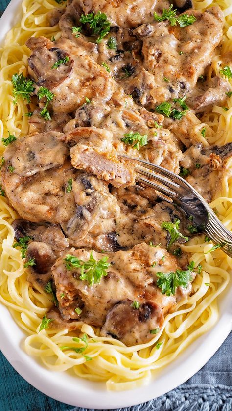 Recipes Pork Tenderloin, Pork Stroganoff Recipe, Noodles Recipes, Recipes Pork, Pork Chop Recipes Baked, Beef Fillet, Pork Fillet, Pork Loin Recipes, Pork Dinner