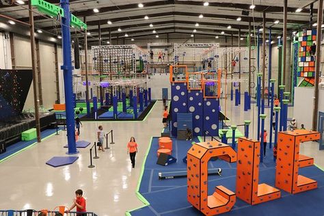 Indoor Adventure Park with a zipline, ropes courses, ninja warrior courses, rock climbing and mo Indoor Zipline, Transformation Church, Ninja Warrior Course, Youth Center, Ropes Course, Ninja Warrior, Play Area, Adventure Park, Stage Set