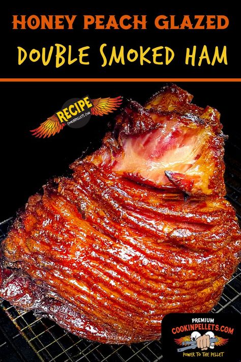 Honey Peach Glazed Double Smoked Ham Smoked Ham Recipes, Smoker Meat Recipes, Double Smoked Ham, Smoked Ham Recipe, Peach Glaze, Gluten Free Ham, Best Pork Chop Recipe, Pan Fried Pork Chops, Smoked Pork Chops