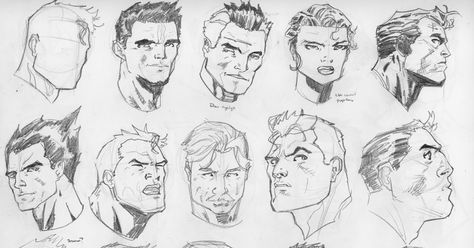 This is the first hundred comic style heads. Of course I went with the main man himself Jim Lee. I figured this would ... Comic Drawing Styles, Kinu Nishimura, Draw Head, Comics Ideas, James Russell, Face Parts, Jim Lee Art, Human Sketch, Draw Comics