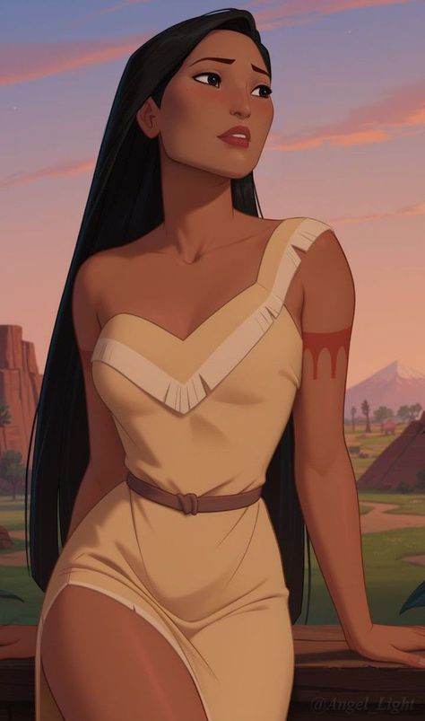 Black Princesses Disney, Disney Princess With Black Hair, Disney Princess Pocahontas Fanart, Disney Pocahontas Art, Pocahontas Realistic, Pochahontas Aesthetic, Pocahontas Aesthetic Disney, Pocahontas Makeup Look, Pocahontas Aesthetic Wallpaper