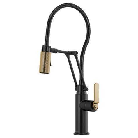 Litze® | Articulating Faucet With Finished Hose Brizo Litze, Gold Faucet, Black Kitchen Faucets, Bar Faucets, Single Handle Kitchen Faucet, Custom Shower, Lavatory Faucet, Kitchen Handles, Black Kitchens