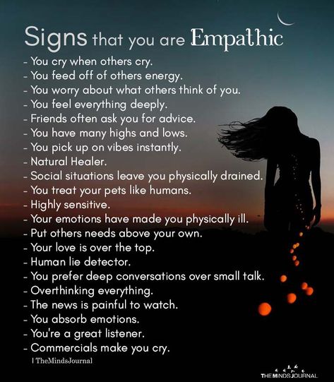 Signs That You Are Empathic - https://themindsjournal.com/signs-that-you-are-empathic/ Empath Traits, Empath Abilities, Empathy Quotes, Intuitive Empath, E Mc2, Mental And Emotional Health, Psychology Facts, New Energy, Spiritual Gifts